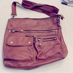 Fossil Leather Crossbody, Purple, GUC